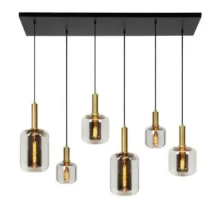 Hängelampe schwarz-Gold, Pendelleuchte schwarz Gold, Hängeleuchte Gold, Breite 130 cm