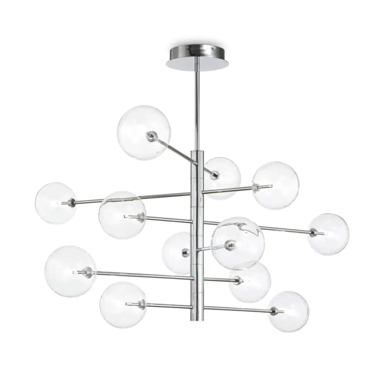 Pendelleuchte Silber, Hängelampe Silber, Durchmesser 124 cm
