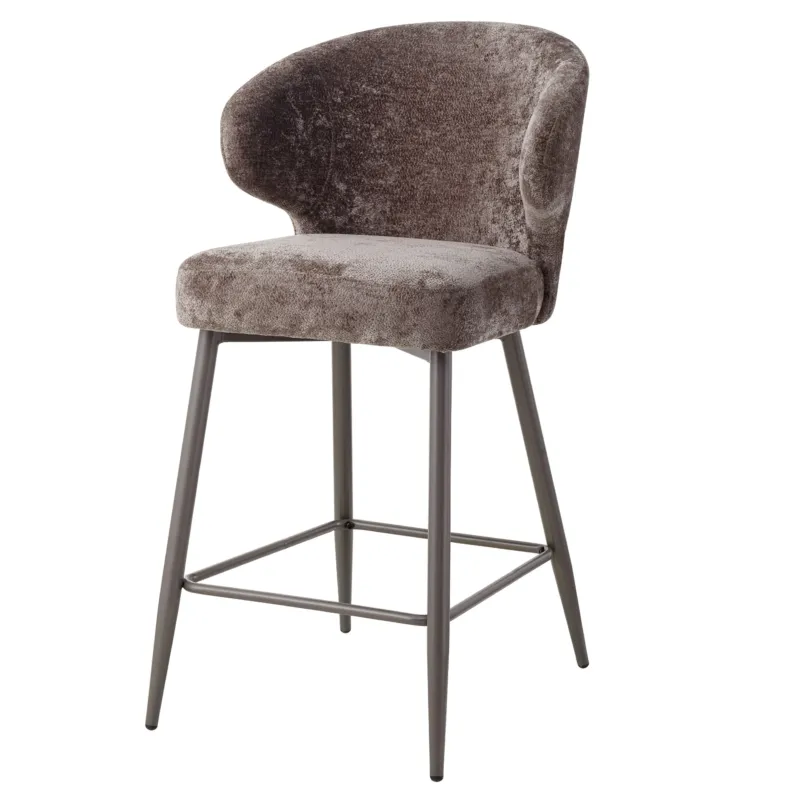 Barstuhl grau, Barstuhl gepolstert Metall-Gestell, Sitzhöhe 66 cm