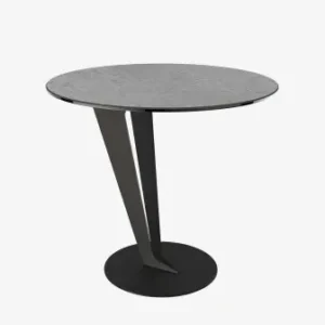 Beistelltisch grau rund Keramik Tischplatte, runder Beistelltisch Keramik Beschichtung, Höhe 60 cm