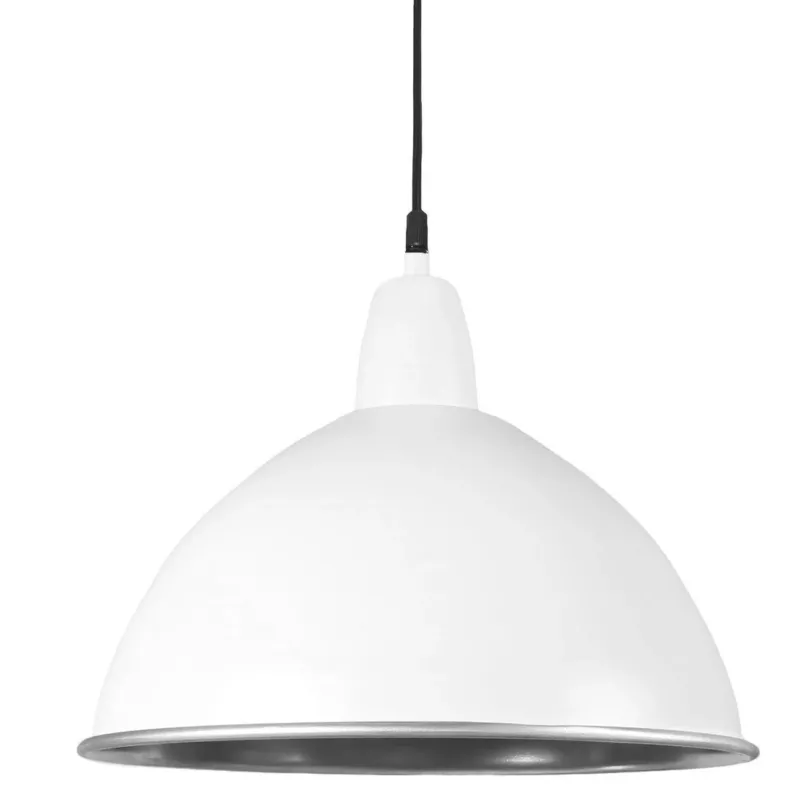 Hängelampe Metall, Pendelleuchte Weiß/Silber, Durchmesser 47 cm