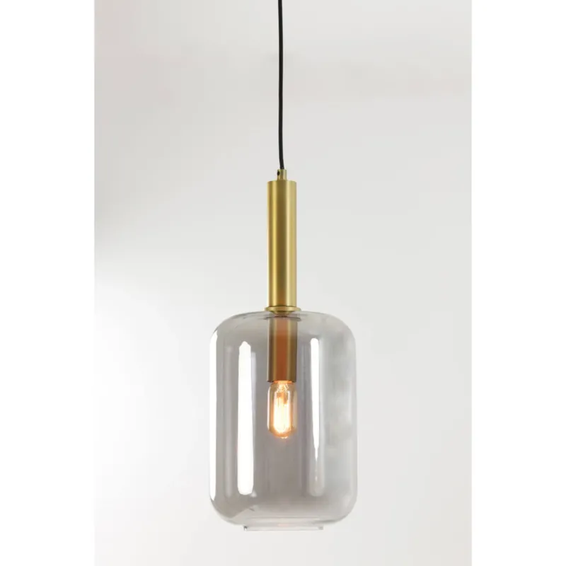 Hängeleuchte Gold-grau, Hängelampe Glas Gold, Durchmesser 22 cm