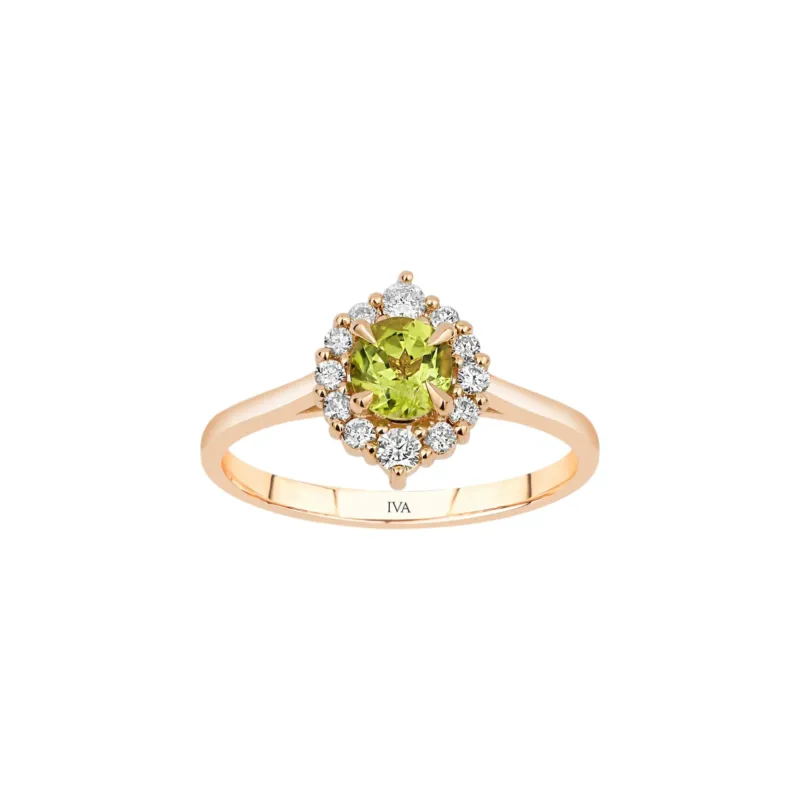 Roségold Diamantring mit Peridot 0.80 ct in 585 oder 750 Gold