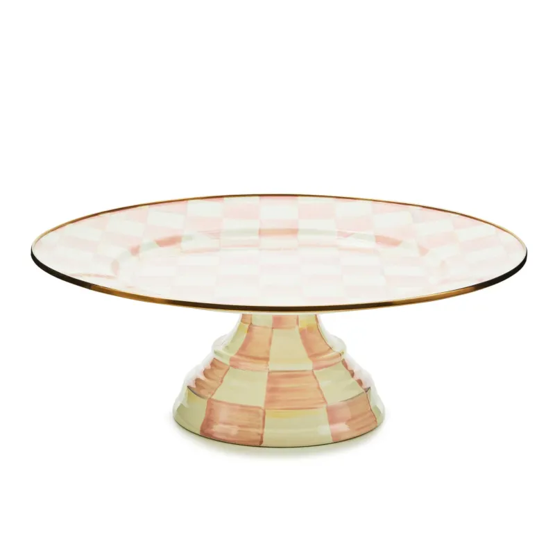 Rosy Check Large Pedestal Platter - |VESIMI Design| Luxury Bathrooms and Home Decor