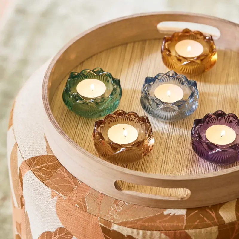 4er Set Teelichthalter Glas Tulpe Dekowindlicht Glaswindlicht Windlicht Kerzenhalter