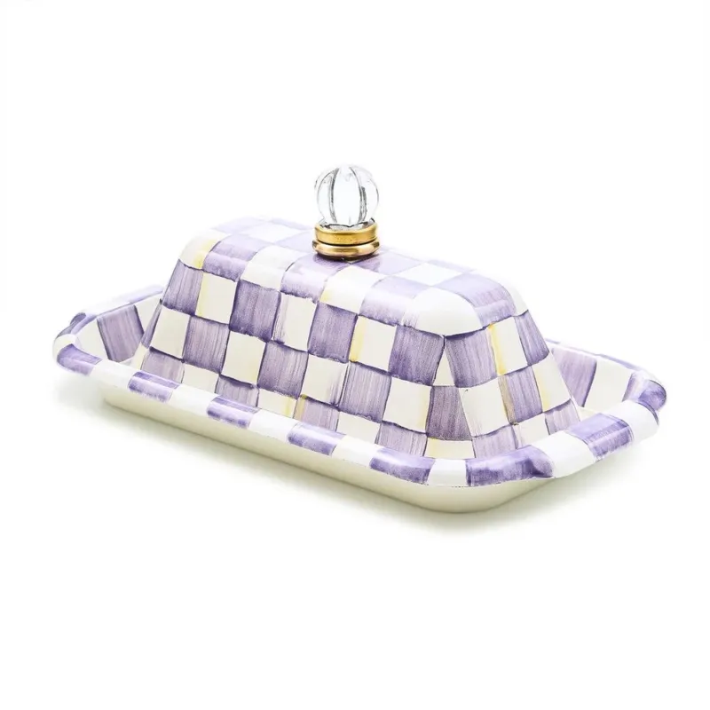 Violet Check Butter Box by MacKenzie-Childs