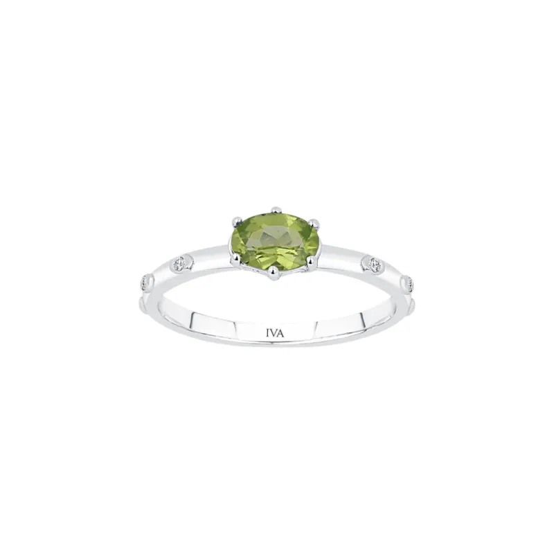 Weissgold Diamantring mit Peridot 0.53 ct in 585 oder 750 Gold